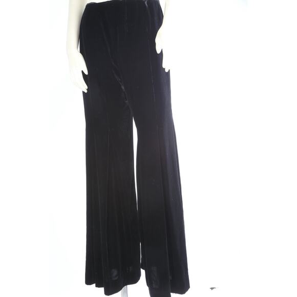 Oscar De La Renta Black Velvet Wide Leg Dress Pants Luxury Evening Size 8 - Picture 7 of 16